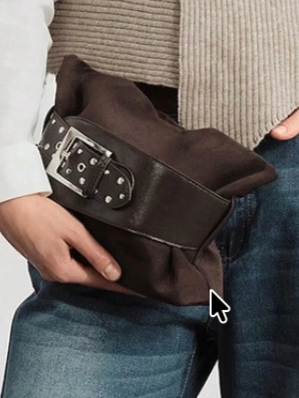 Luxe Vegan Suede Studded Belted Small Clutch Bag